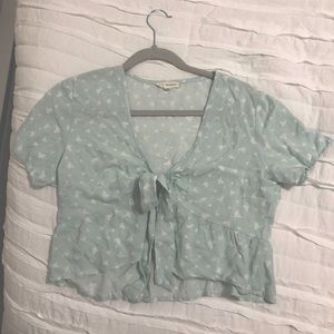 pac sun tie front woven top butterfly pattern